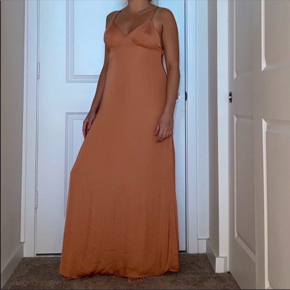 Silence + Noise Peach Silky Maxi Slip Dress - Picture 2 of 8